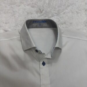 Twillory Dress Shirt Mens 16.5 Tailored Fit Gray Gingham Check Long Sleeve Slim